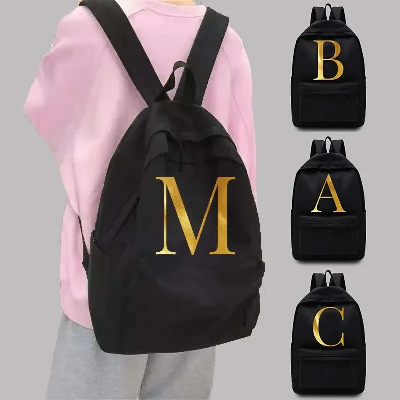 

Unisex Backpack College School Bag Teen Commuter Sports Backpack Women's Backpacks Initial 26 Letter One Shoulder Laptop Bags