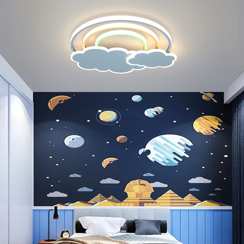 Rainbow Cloud Kids Lighting Fixtures Baby Child Room Chandelier Lighting For Kids Room Children\'s Room Bedroom Led Light