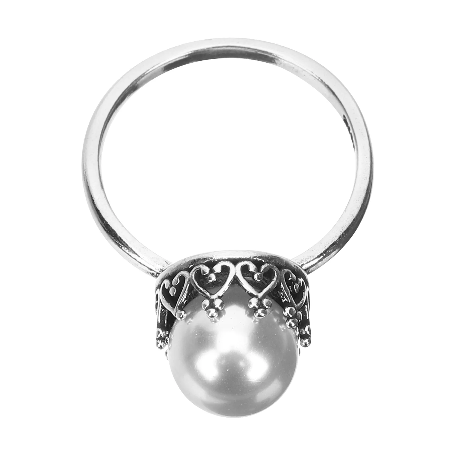 

Women Pearl Ring Trendy Cocktail Jewelry Statement Ring with Unique Pearl Design Skin Friendly Comfortable All Day Wear