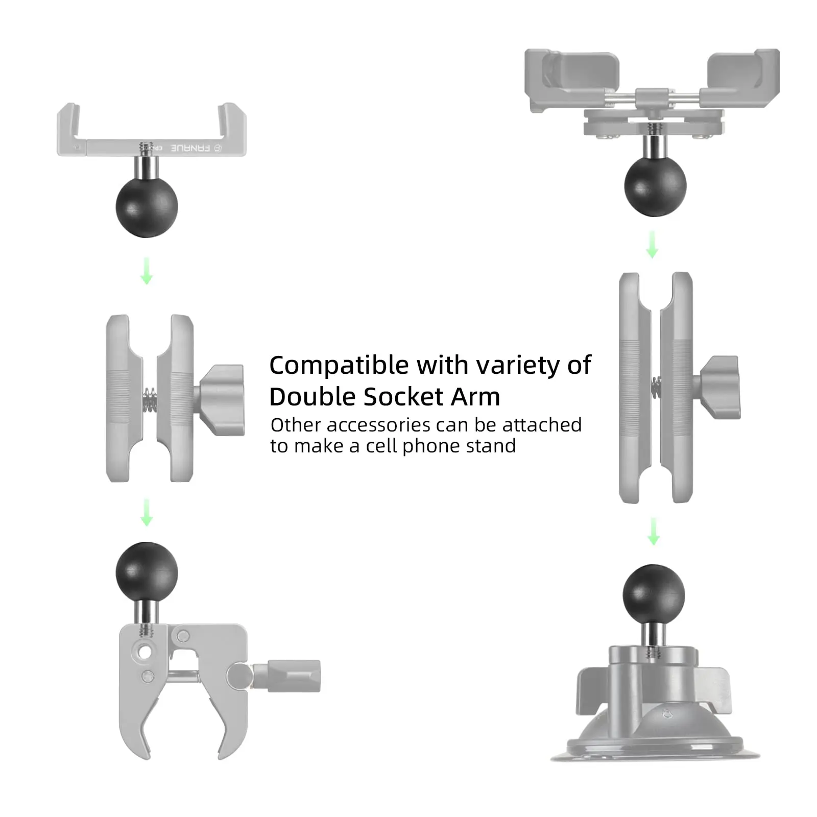 FANAUE Ball Head Adapter for Ram Mount with 1/4\