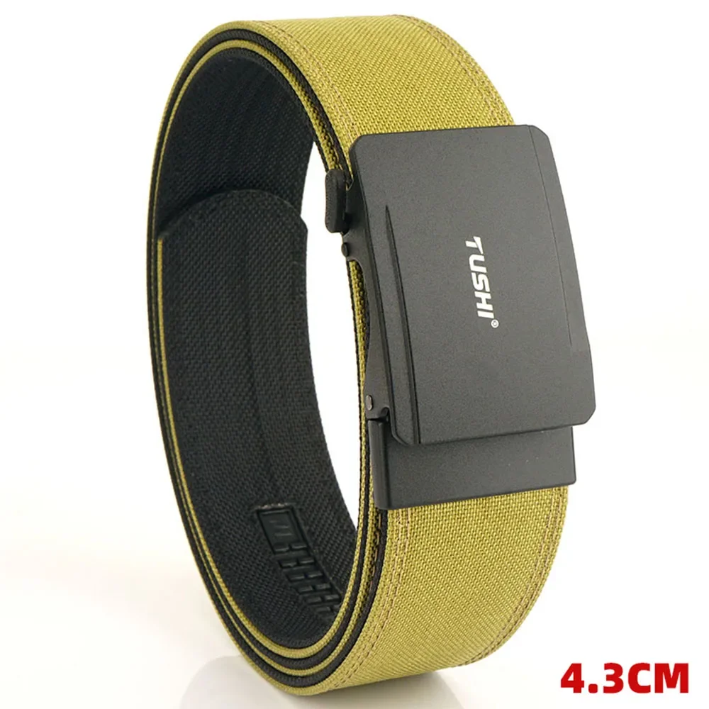 TUSHI Brand 4.3 Wide Thickened Gun Hanging Double-Layer Nylon Belt Versatile Casual Outdoor Tactical Automatic Buckle Mens