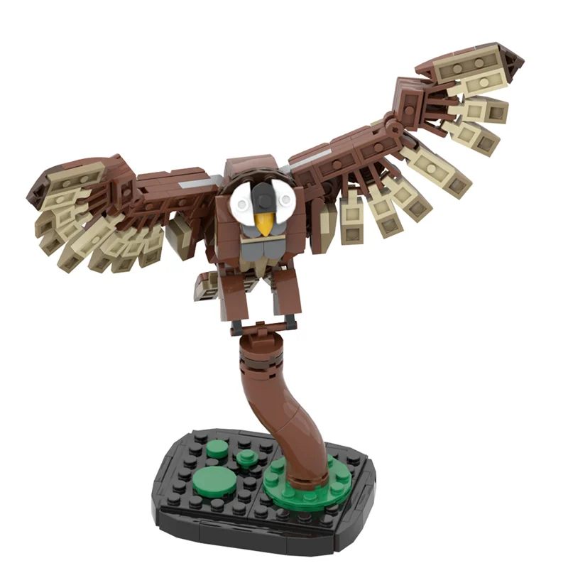 MOC Tawny Owl Model Building Blocks Night Flying Birds Animals Assembled Brick Toys DIY Creative Kids bBirthday Gift Ornaments