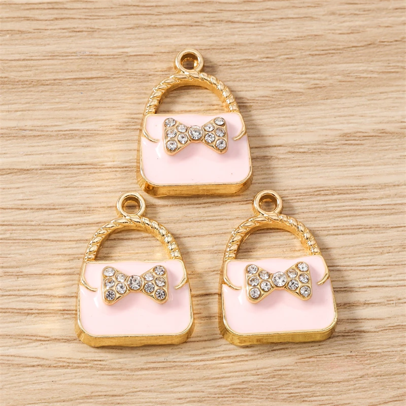 10 Stück süße Kristall-Bowknot-Charms, Emaille-Taschenanhänger, Anhänger für Schmuckherstellung, Halsketten, Ohrringe, Armbänder, DIY-Bastelbedarf – Detail 7
