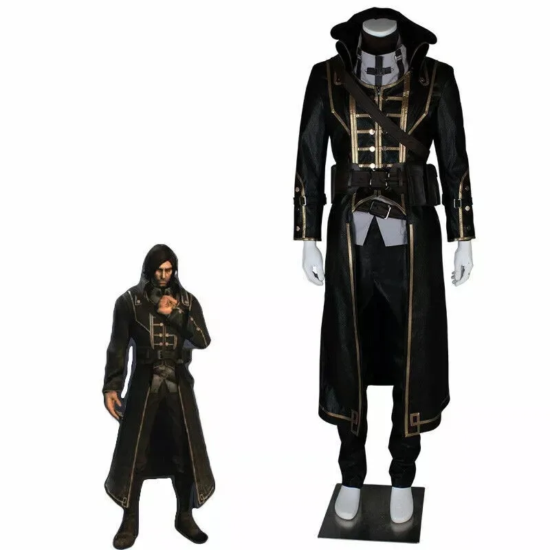 Dishonored Косплей Corvo Attano Костюм Длинное Пальто Крутой Мужской Комплект Хэллоуина Dishonored Косплей Corvo Attano Костюм Длинное Пальто Крутой Мужской Комплект Хэллоуина