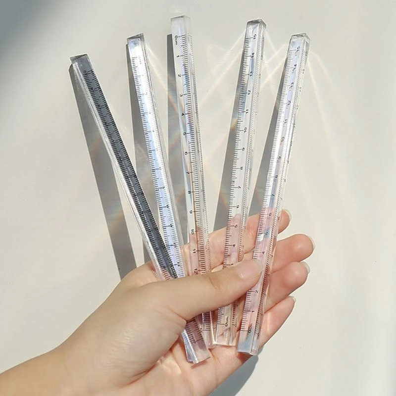 W89C 0-15cm Regla triangular triangular transparente para diseñadores artistas