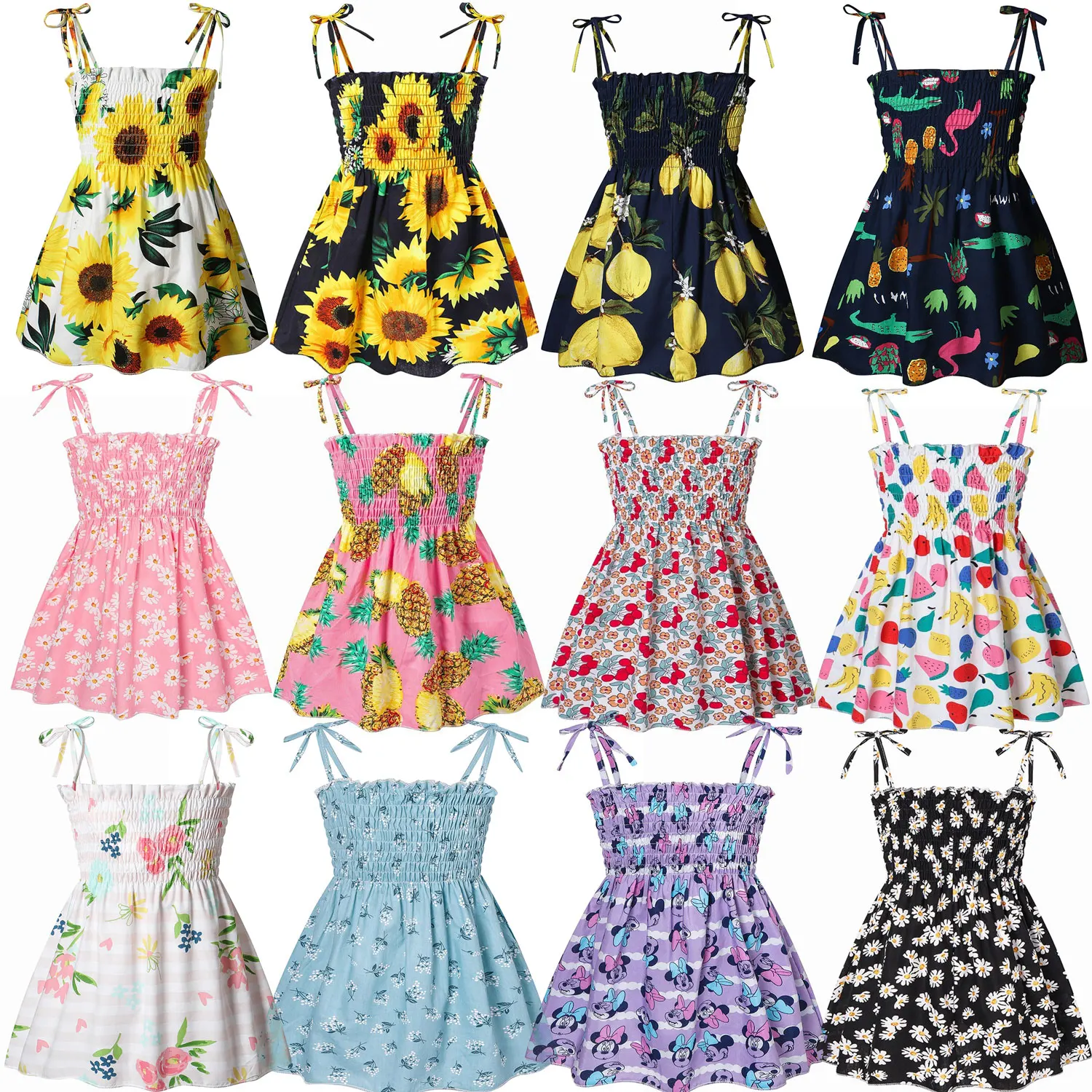 

Summer Dress for Baby Girl Cotton Dress Children Fashion Dress Thin Girl Children's Floral Beautiful Suspender Spot Print Skirt