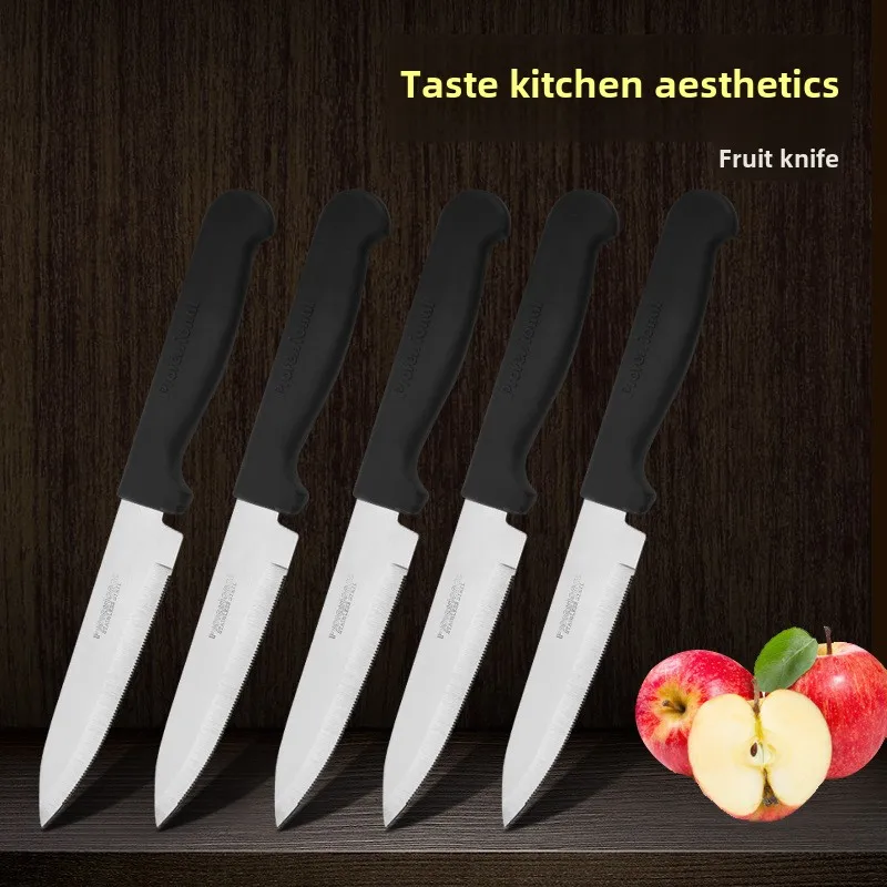 SST Fruit Knife Melon and Fruit Peeler Cut Fruit Portable Plastic Handle Household Knife Convenient Knife 12Piece Suit