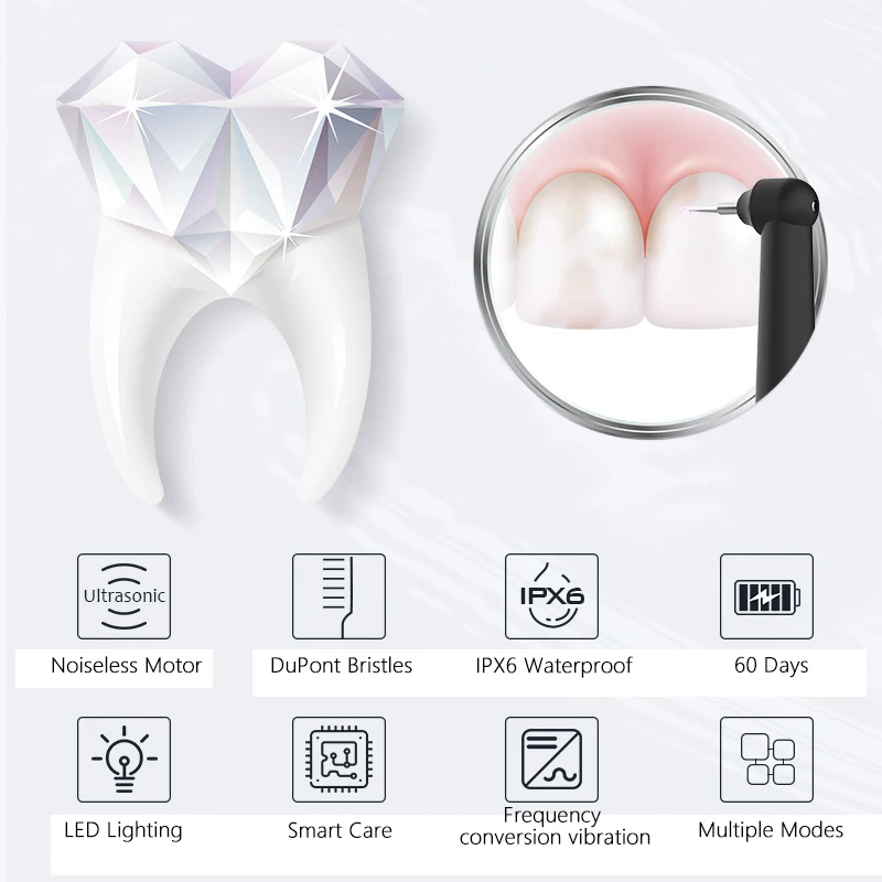 بالموجات فوق الصوتية مبيضة أسنان الأسنان تبييض الأسنان الكهربائية حساب التفاضل والتكامل مزيل فرشاة تنظيف الوجه العناية بالفم فرشاة الأسنان...