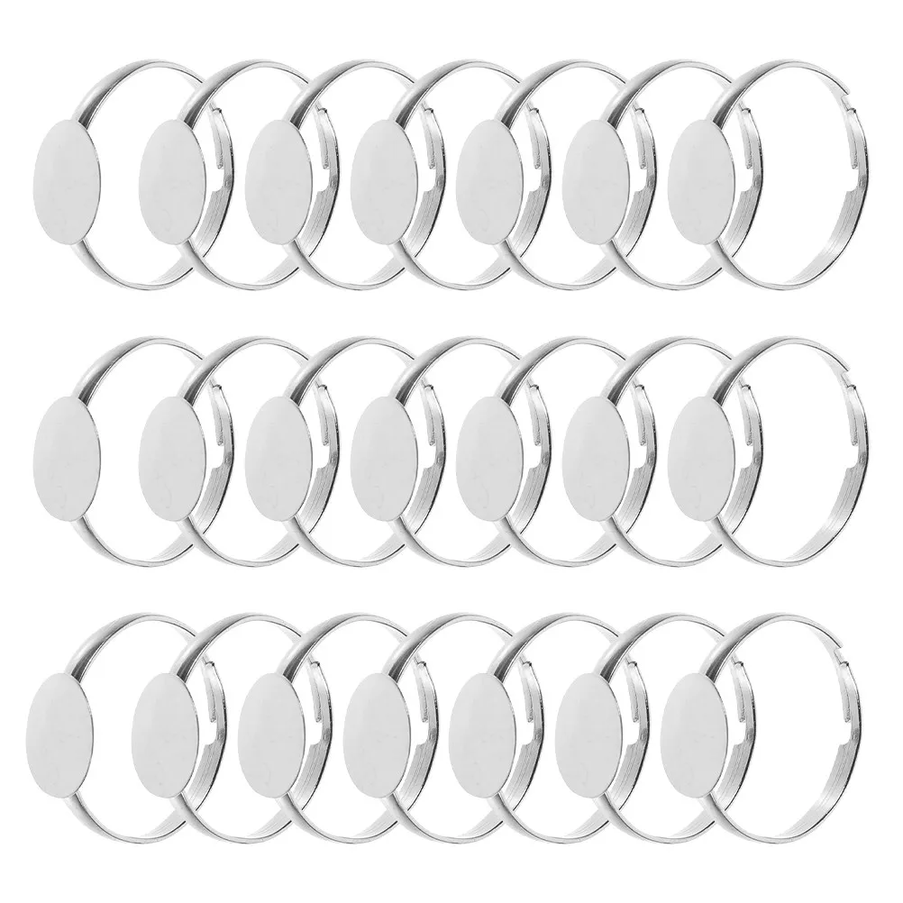 

50Pcs Adjustable Ring Blanks Flat Round Pad Ring Base for DIY Jewelry Making Wedding Bands Jewelry Findings Accessories