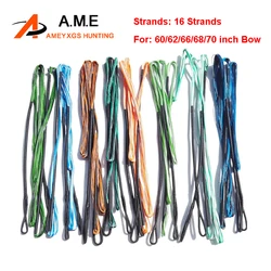 1 Stuk Boogschieten Boogpees 16 Strengen Vervangende String Voor 60/62/66/68/70Inch Traditionele Recurve Longbow Jacht Doelwit Schieten