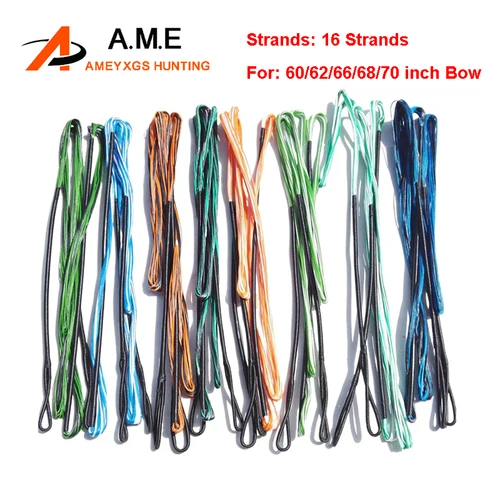 Imagen 1 del producto Cuerda de repuesto para tiro con arco, 16 hebras, para tiro al arco largo recurvo tradicional de 60/62/66/68/70 pulgadas, 1 ud.