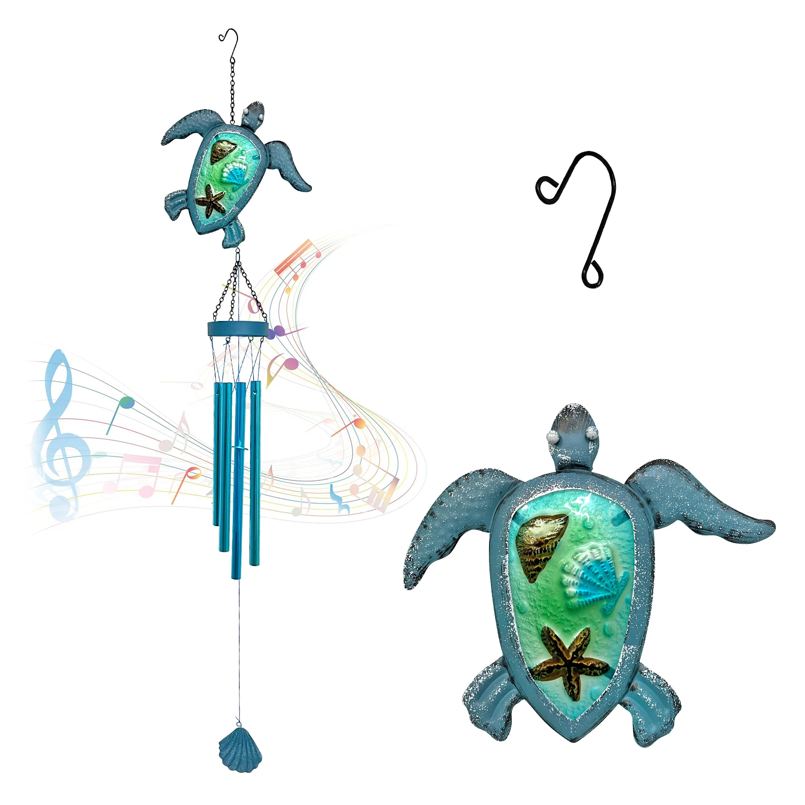 

Metal Turtle Wind Chime, Indoor Wind Chimes, Home Metal Ocean Style Pendants for Hallway Patio Outdoor Garden