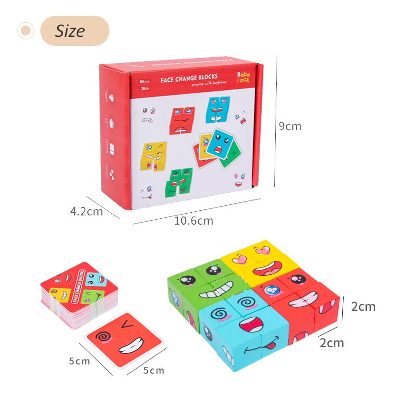 Kids Face Change Cube Game Montessori Expression Puzzle Building Blocks Toys Early Learning Educational Match Toy for Children