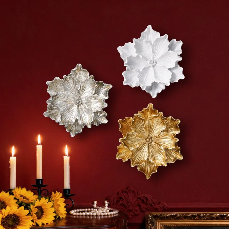 Nordic 3D Flower Wall Decor Light Luxury Gold Silver Petal Wall Hanging Creative Embossed Wall Ornament Home Decor