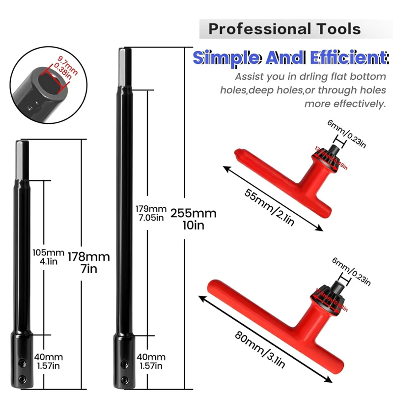 【RECOMENDAR】Forstern Bits 3/8" Drill Bit Extension Forstner 7"& 10" Extension For Adding Over 5-3/4 To 8-3/4 Inches Of Drilling
