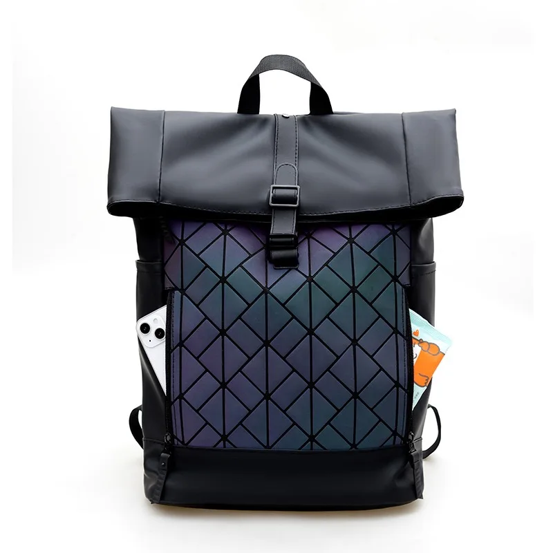 Men's Fashionable Travel Backpack with Reflective Strips, Trendy and Functional, Large Capacity, Motorcycle Computer Backpack