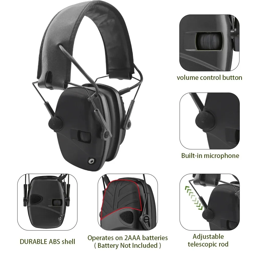 ZOHAN Electronic Shooting Earmuffs Sound Amplification Anti-noise Foldable Hearing Protection Tactical Hunting Shooting Earmuffs