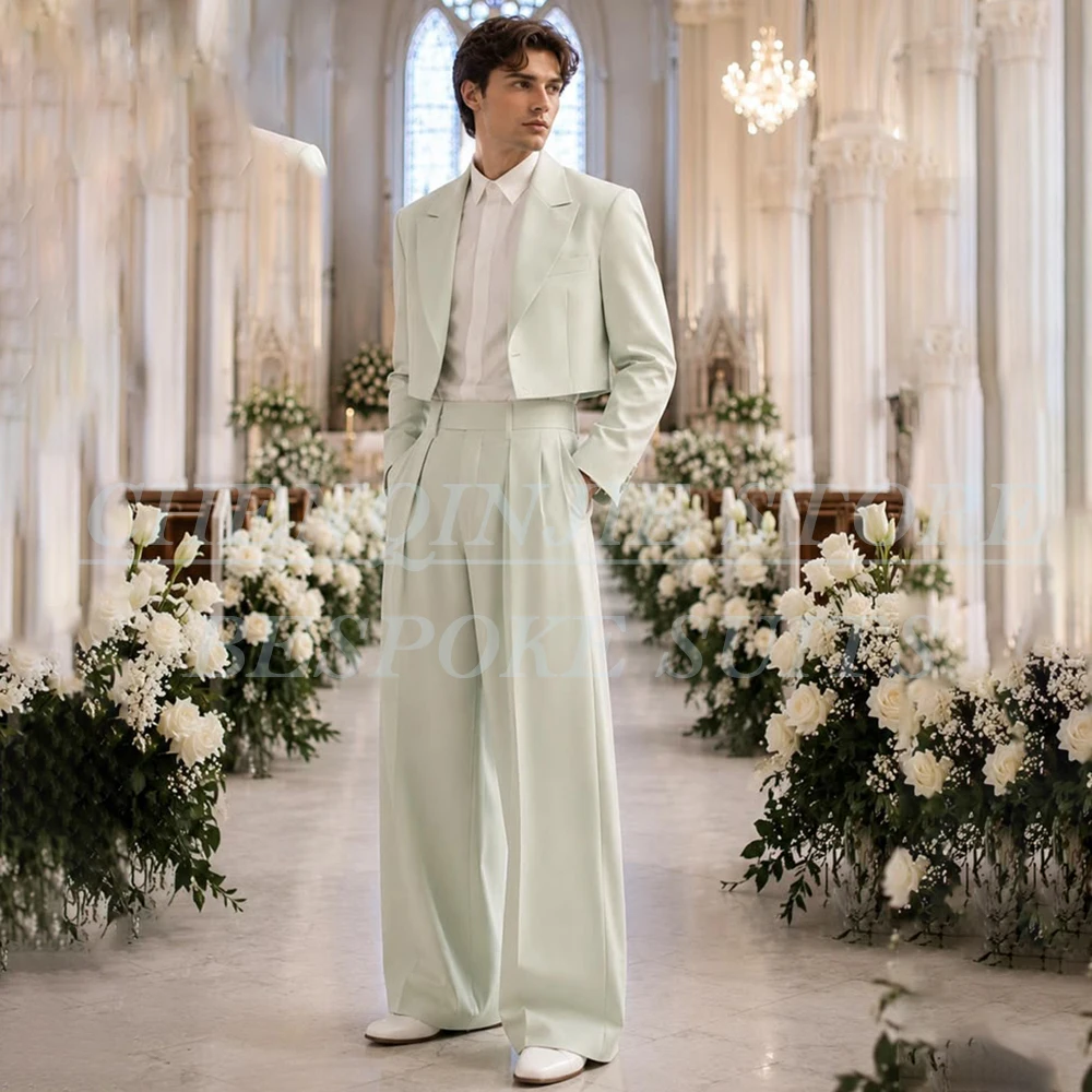 Luxury Men's Suits Blazer 2 Piece Jacket Pants Sets High Quality Wedding Outfits Fashion Pleat Trousers Costume Homme