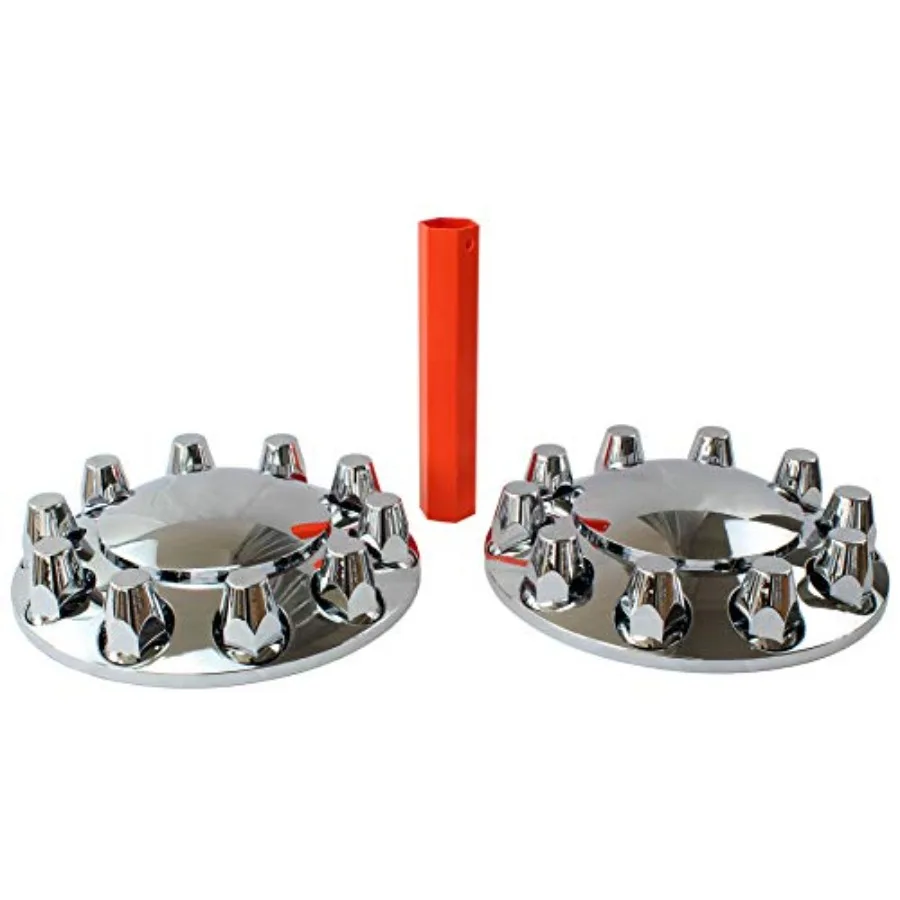 

Chrome ABS Complete Axle Cover Set with Stard Hub Caps 33mm Screw-On Lug Nut Covers for Semi Trucks