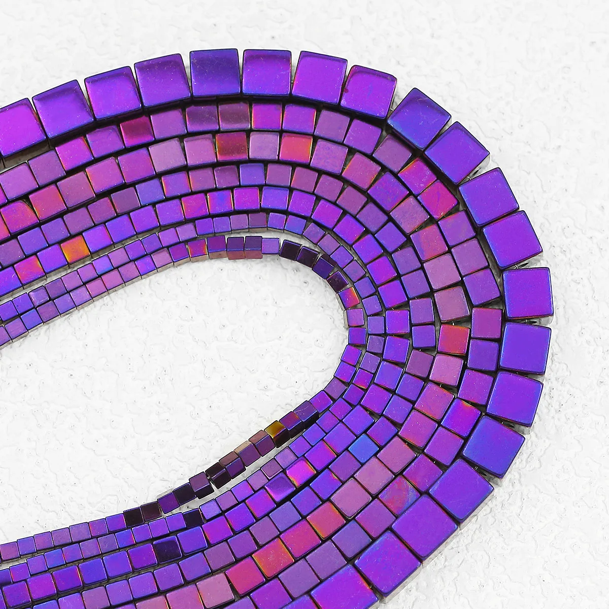 Natural Stone Square Shape Plating Purple Hematite Spacers Loose Beads For Jewelry Making DIY Bracelet Accessories 2/3/4/6MM