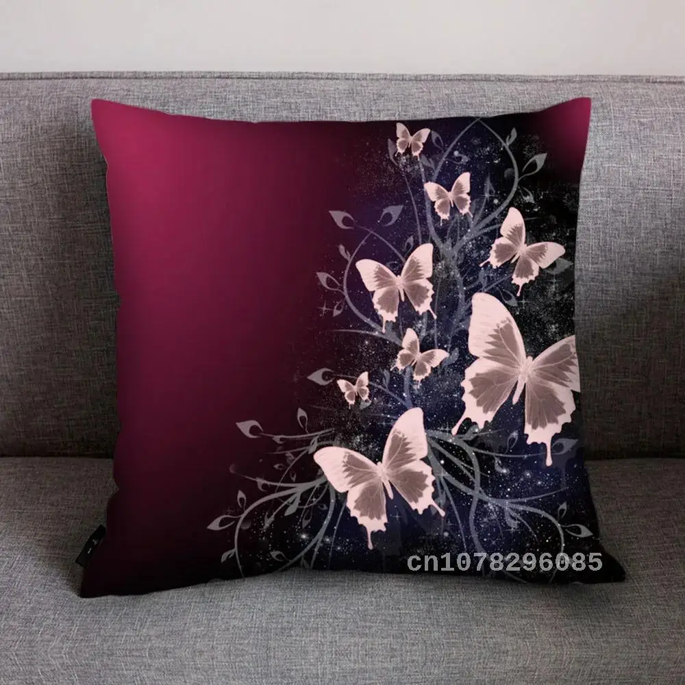 

Kawaii Butterfly Printed Pillow Case, Home Decor, Sofa Room Decoration Accessories, Anime Cushion Cover, Polyester