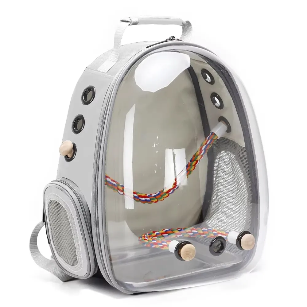 

Parrot Travel Backpack Bird Carrier Cage Space Capsule Astronaut Bubble with Rope Perch and Stainless Steel Tray Pet Outdoor Bag