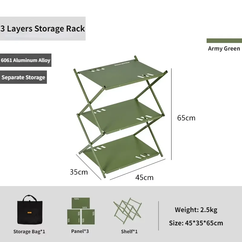 MOUNTAINHIKER Dreistufiges Regal für den Außenbereich, zusammenklappbares Regal, tragbar, für Camping, Picknick, Grillen, Lagerregal, Garten, faltbarer Tisch 8