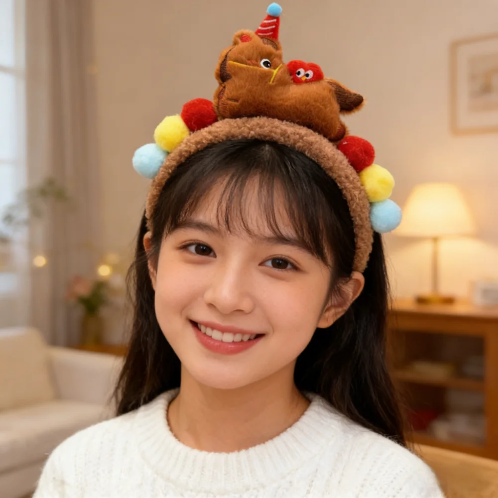 

Party Plush Cartoon Horse Hair Hoop Exquisite Red Pony Headpiece Lucky Charm Chinese Style New Year Mascot Headband Festival