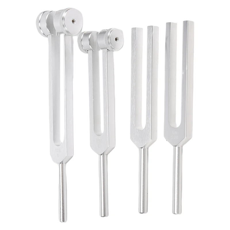 4 Pack Tuning Fork Set(128 Hz,256 Hz,512 Hz,528 Hz)With Tuning Fork Hammer For Sound Healing Sound Vibration Tools