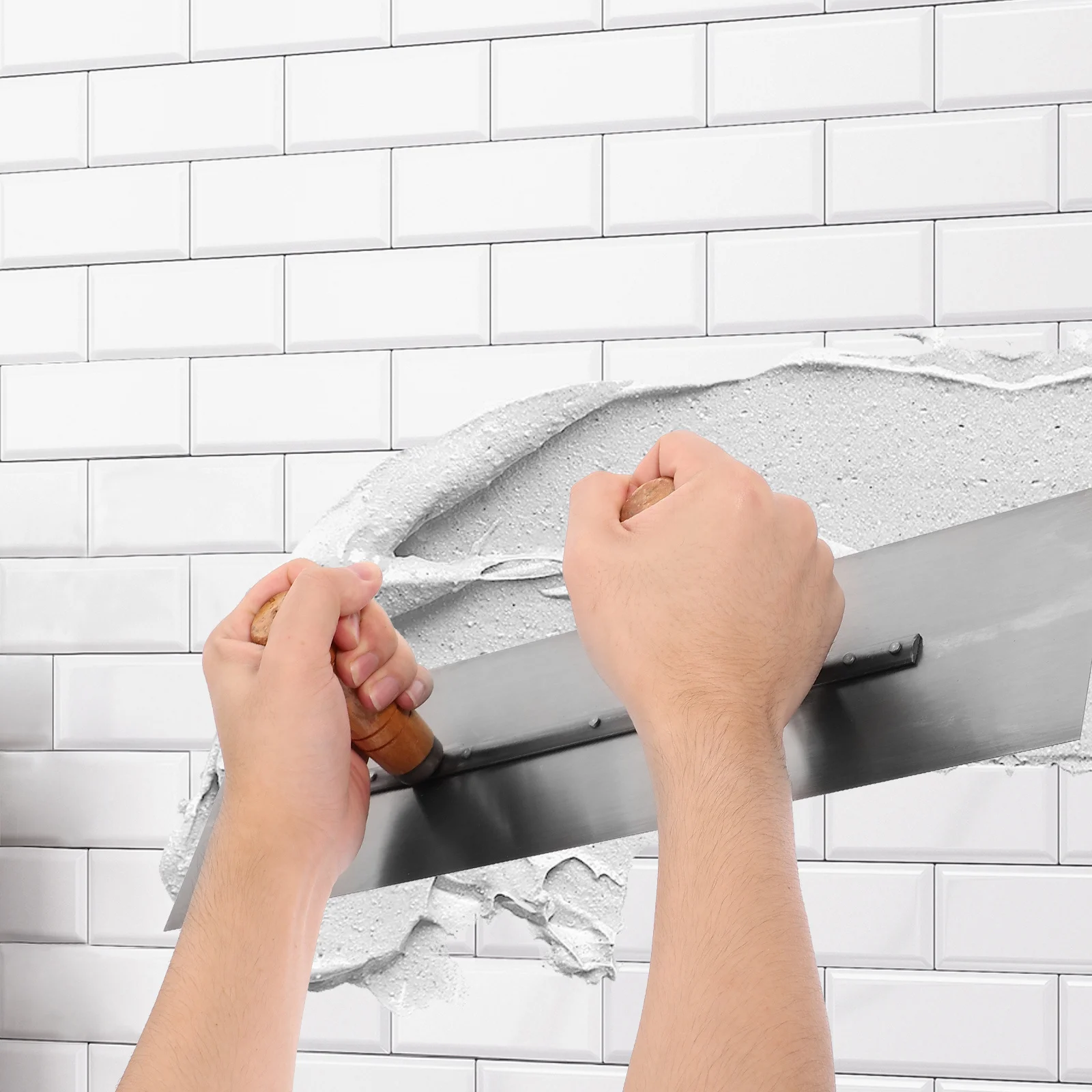 

Dual Handle Finishing Trowel Masonry Tool Wood Handle Cement Concrete Finishing Drywall Skimming Seam Removal Wall Filler