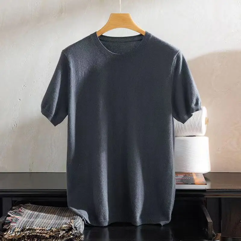 Superfine Merino Wool T shirt Men Base Shirt Wicking Breathable Quick Dry Anti-Odor No-itch Short Sleeve Tee Tops Knit sweater