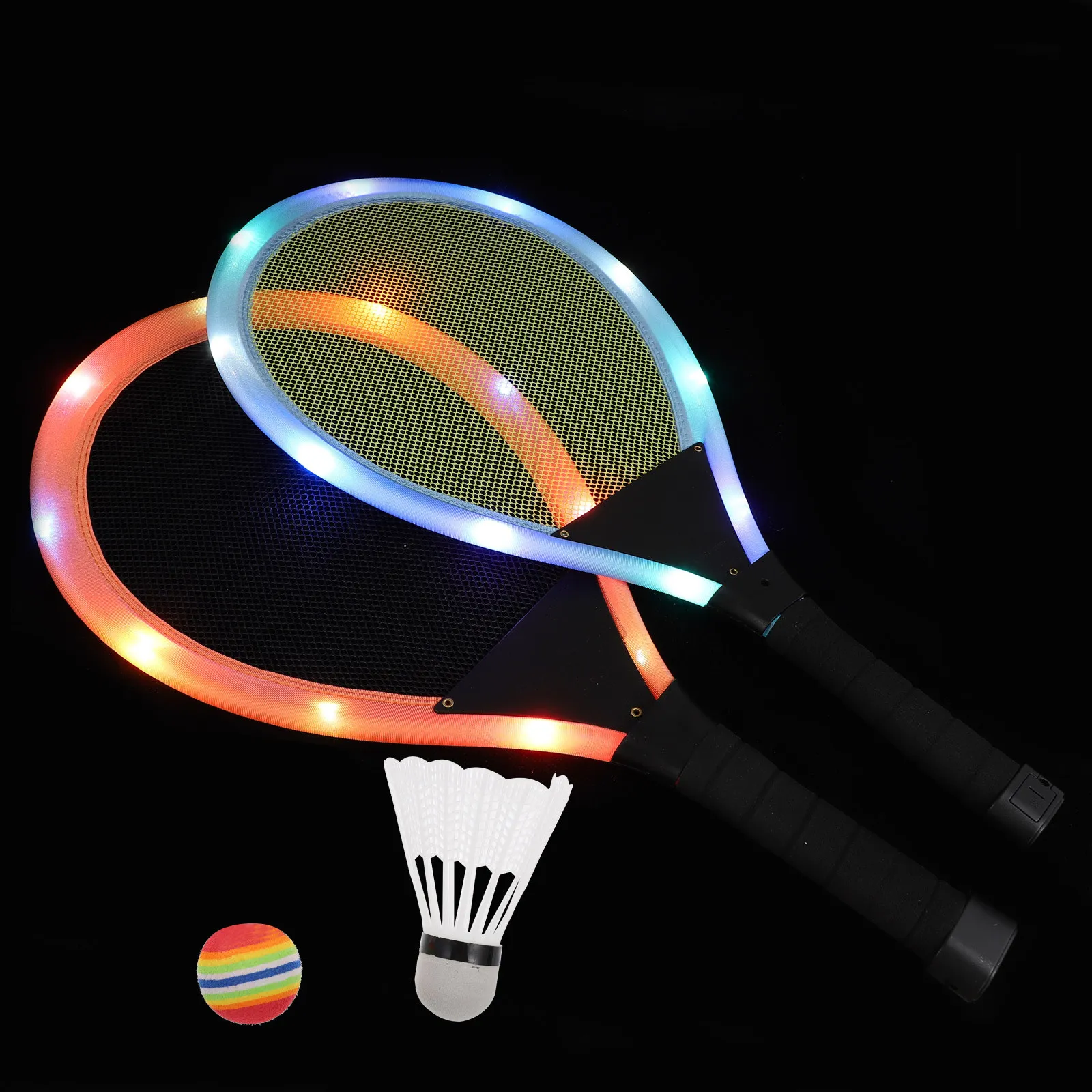 

1Set Badminton Racket with Ball Athletic Plaything Mesh Design Light Racket for School Garden Training Hand Eye