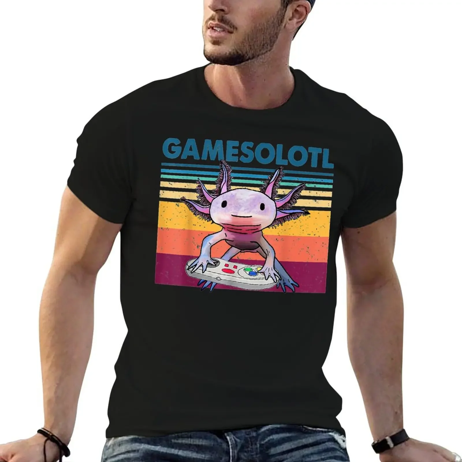 

Gamesolotl Gamer Axolotl Fish Playing Video Games T-Shirt Anime t-shirt Short sleeve tee anime t shirts cute tops Men's clothing