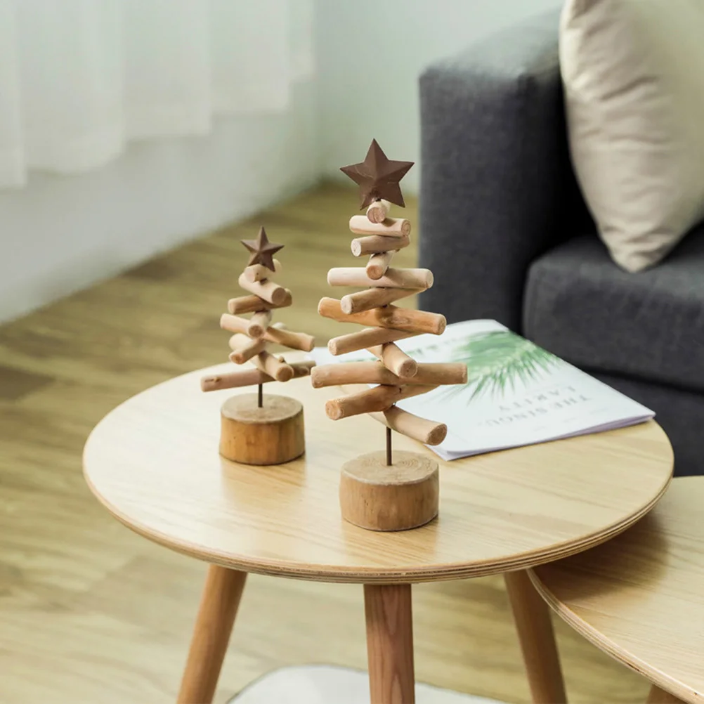 

Creative Wooden Christmas Tree Ornament Size S with Star Top Christmas Desktop Pendant Decorative Xmas Tree for Living Room