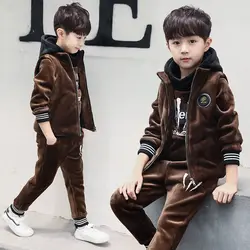 2024 winter Boys tracksuit Autumn Toddler Teenager Clothes tiger velvet jacket + Sweater + Pant Children Kids 8 9 10 11 12 year