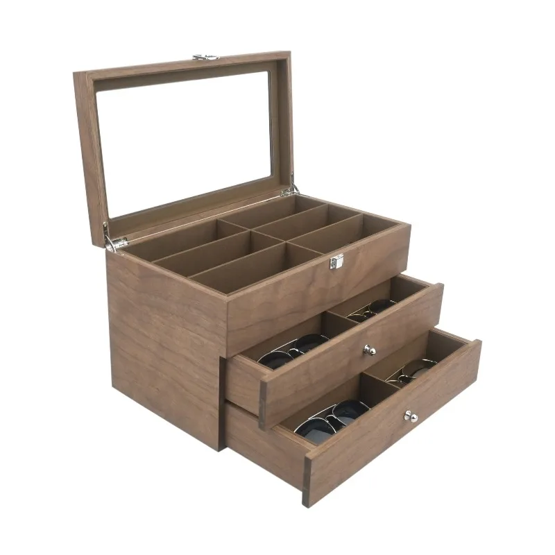 18 grid black walnut sunglasses glasses storage box 18-position sunglasses storage wooden box