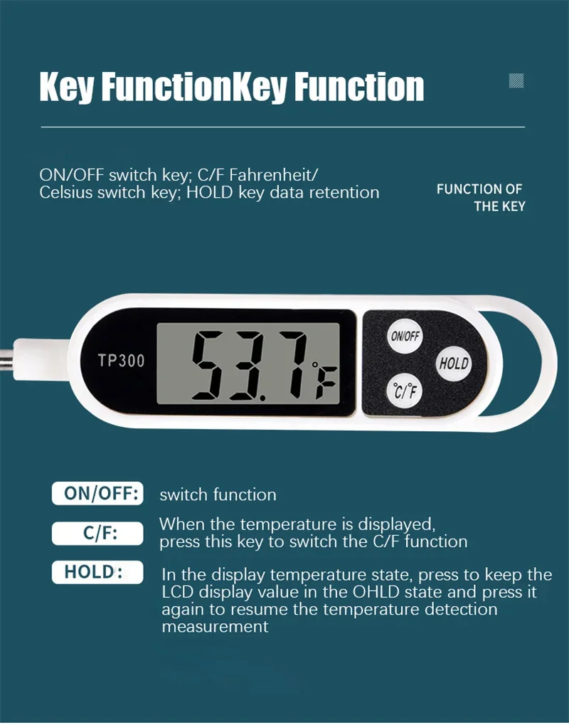 Digitales Küchenthermometer TP300, Wasser- und Ölthermometer für Fleisch, Kochen, Lebensmittel, Grill, Elektronisches Ofenthermometer, Küchenwerkzeuge – Detail 8