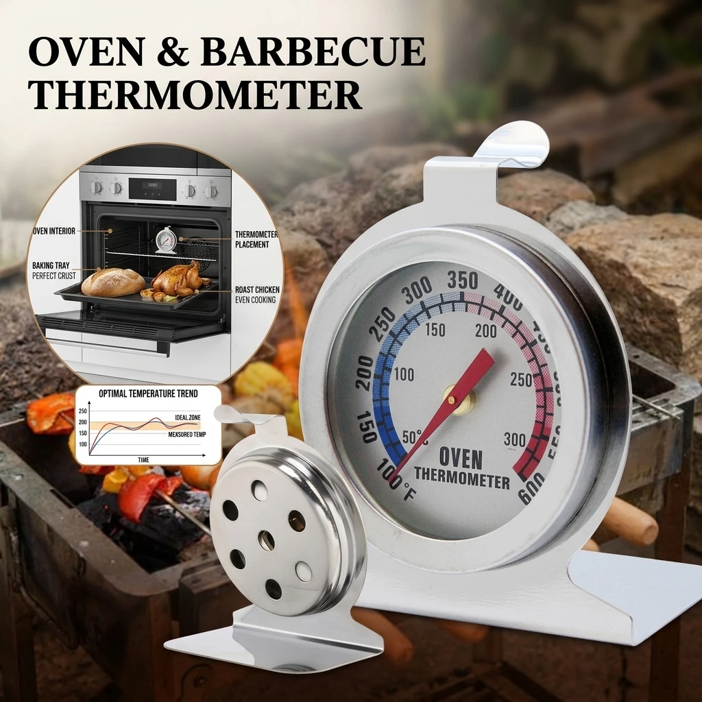 Mini Stainless Steel Thermometer for Barbecue And Oven Cooking Temperature Range 50-300℃/100℉-600℉ Home Kitchen Cookware