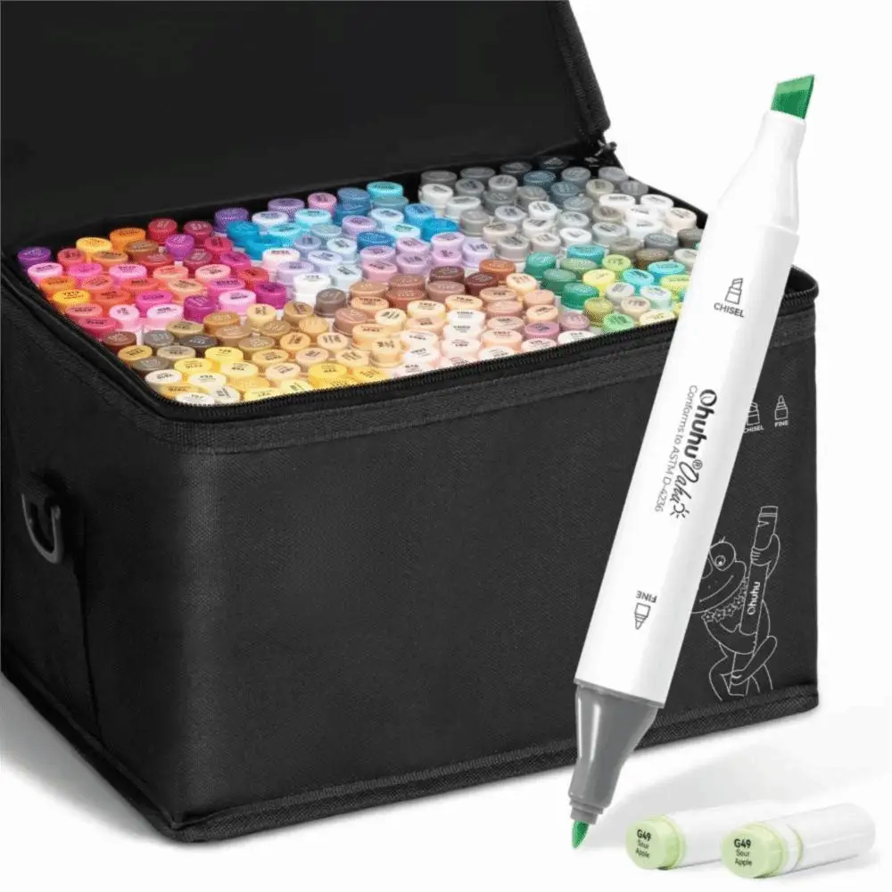 48 60Pcs Dual Tip Dual Tip Markers Brush Tip Art Marker Set Drawing Markers Student Supplies