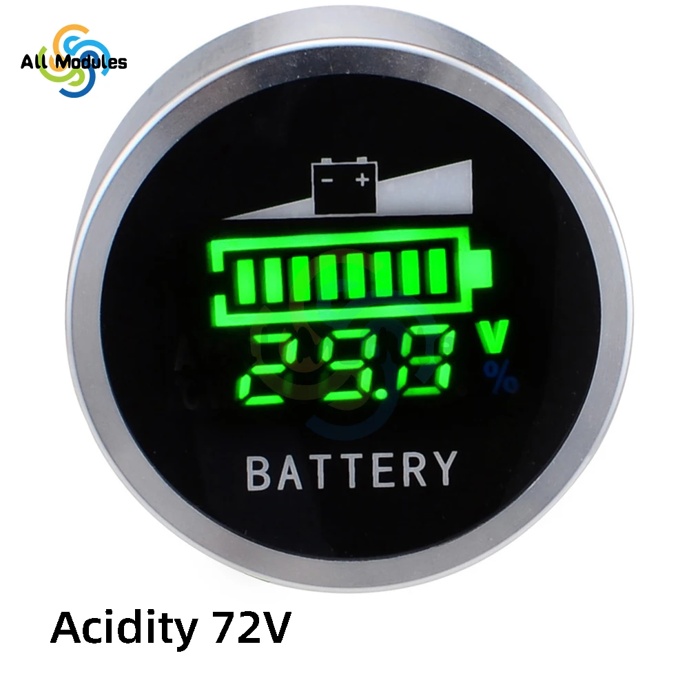 12V to 48V Digital LED Battery Capacity Monitor Volt Meter Gauge for Battery Lead-Acid Gel AGM Golf Club RV