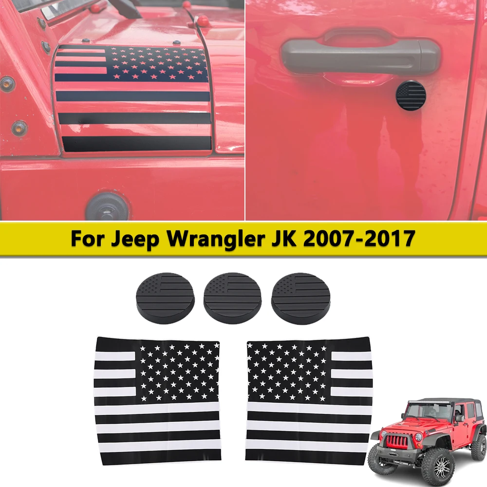 

Hood Vinyl Decal Door Keyhole Cover for Jeep Wrangler JK Sahara 2007-2017 American Flag Sticker Car Styling Exterior Accessories