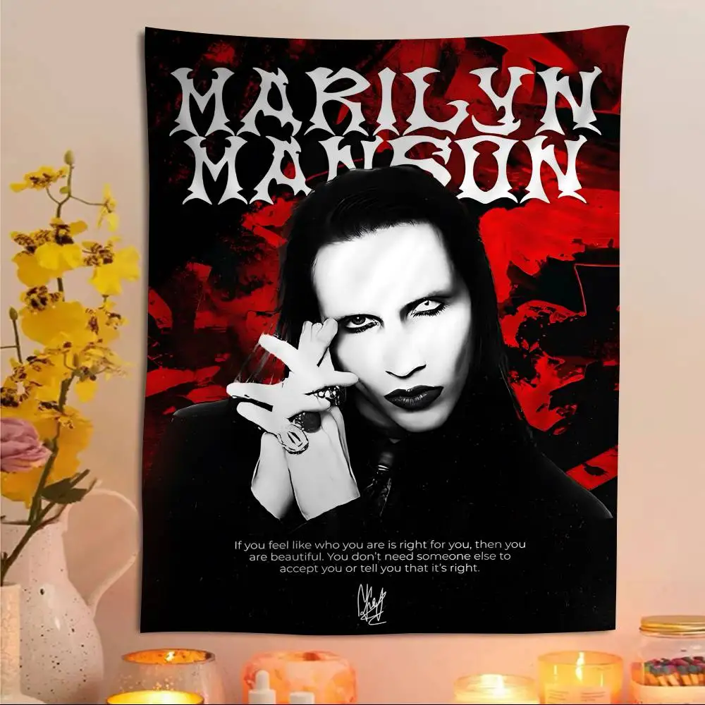 Industrial Rock Band Marilyn Manson Colorful Tapestry Wall Hanging Hanging Tarot Hippie Wall Rugs Dorm Wall Art Decor