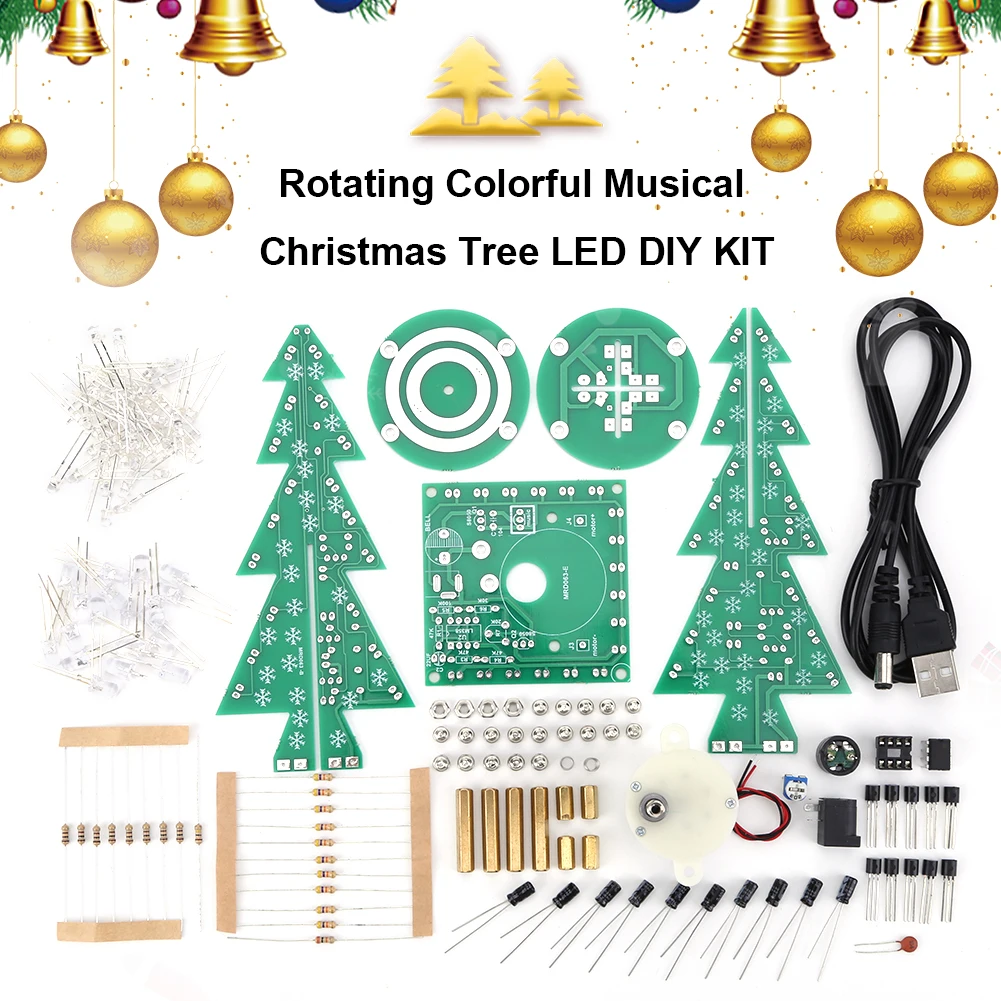 Soldering Practice Kit Easy Installation Electronic Exercise Kit 37 LED Lights Musical Christmas Tree Decor Best Gifts for Party