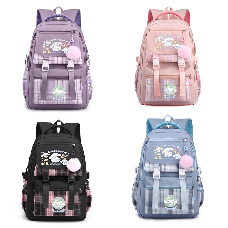 حقيبة ظهر عصرية ذات سعة كبيرة من Cinnamoroll متعددة الألوان، غطاء بكرة خلفي اختياري لحقيبة التنقل المريحة