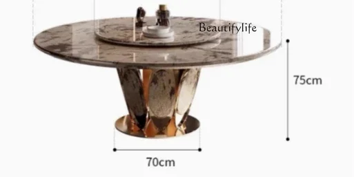 X Italian Light Luxury Simple Luxury Stone Dining Table With Turntable Villa Restaurant High-end Modern Luxury Marble