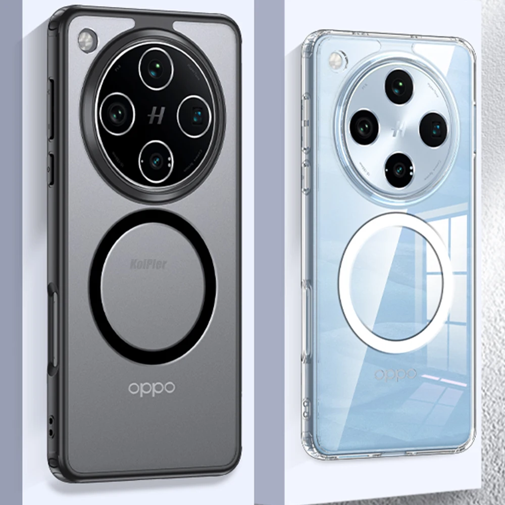 

Clear Hard Case for OPPO FIND X8 PRO / FINDX8 Back Cover Soft Silicone Frame Anti-Knock Matte Magnetic Transparent Casing Coque