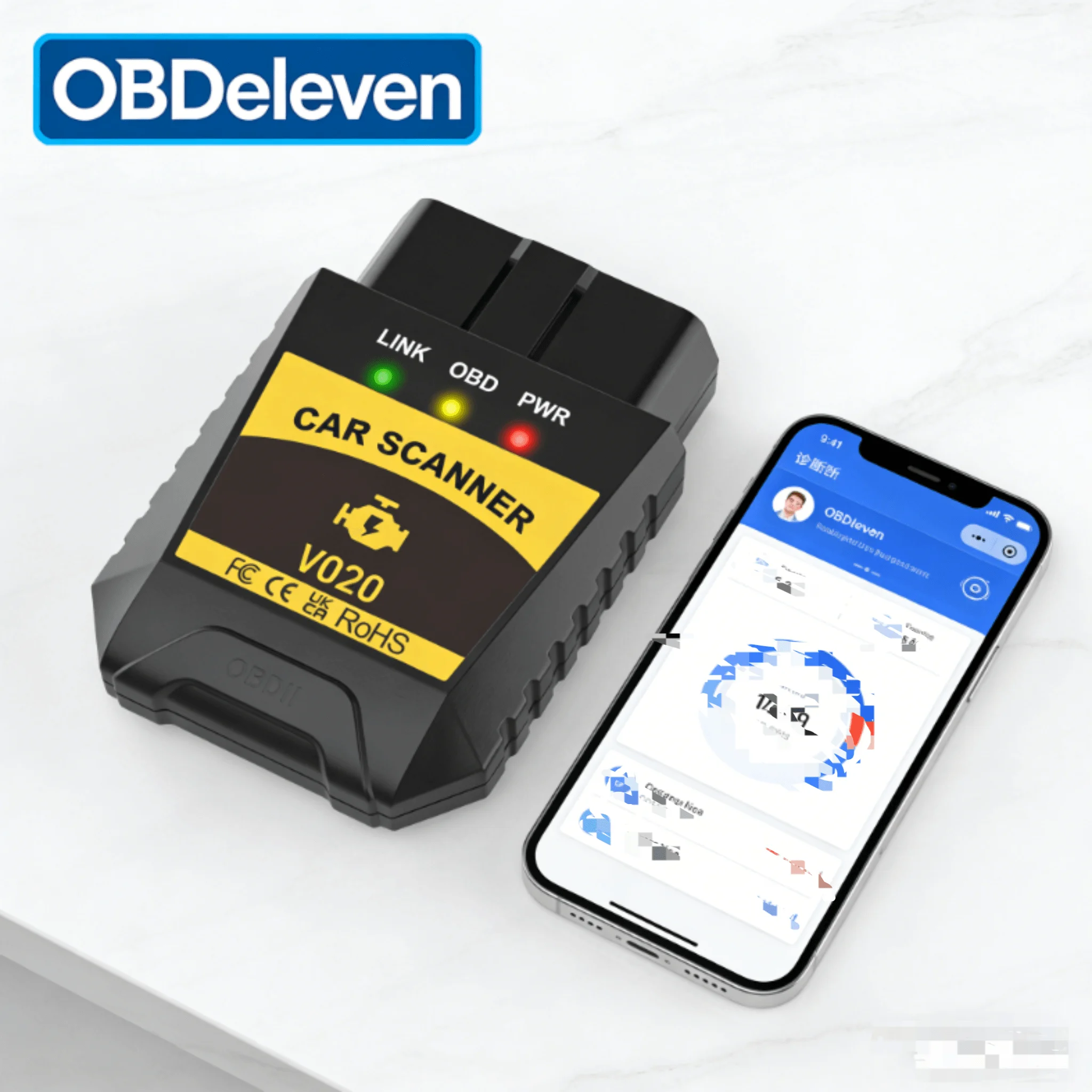 V020 Bluetooth 4.0 OBD2 Car Fault Diagnostic Tool Code Reader for IOS Android PC OBD II Scanner Read and Clear Fault Codes