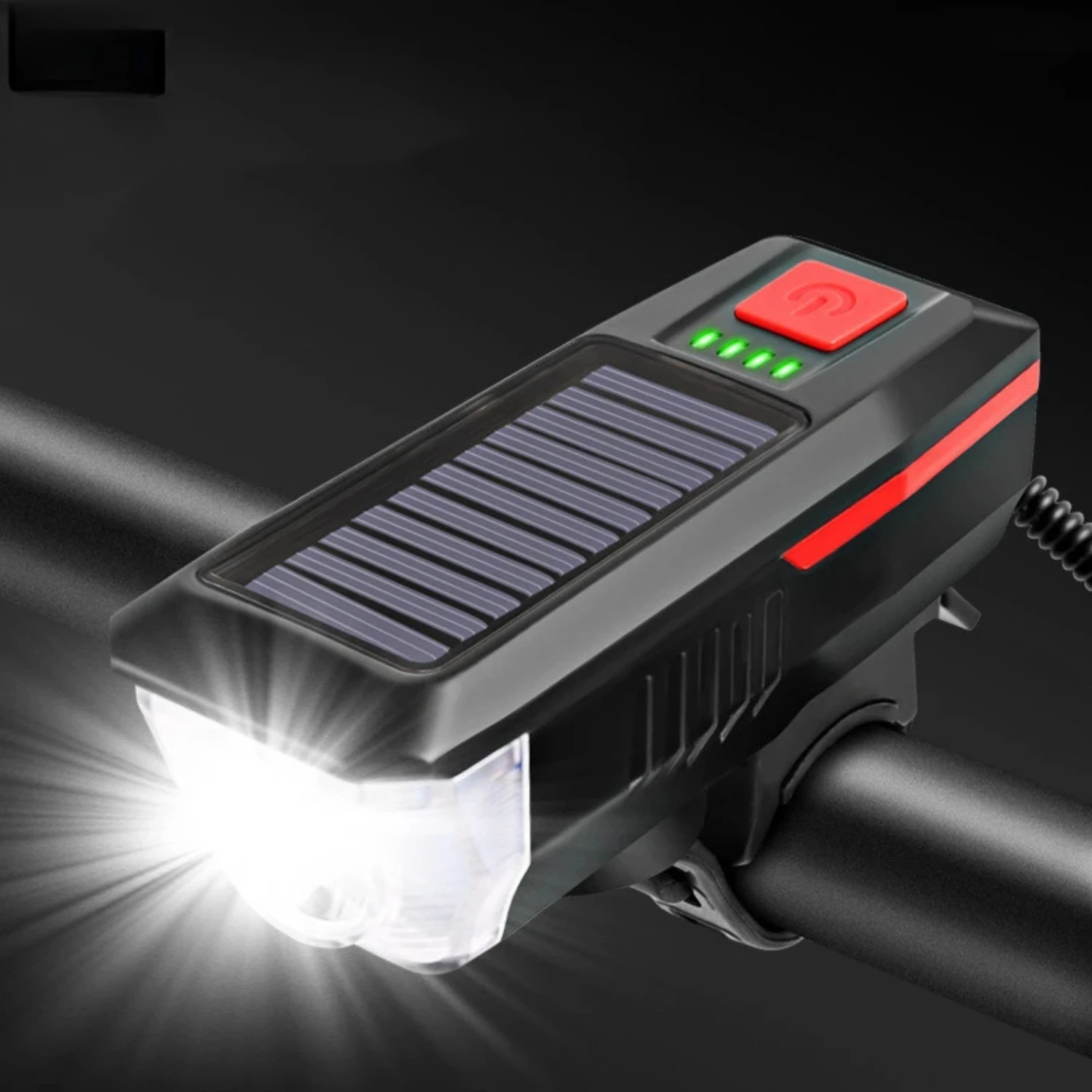 Bright and Reliable Essential Solar USB Rechargeable Bicycle Light with Convenient Power Display - MTB Headlight and Flashlight