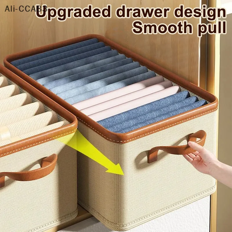 

Clothing Storage Bins For Closet With PU Handles Foldable Drawer Clothes Organizer For Organizing Wardrobe