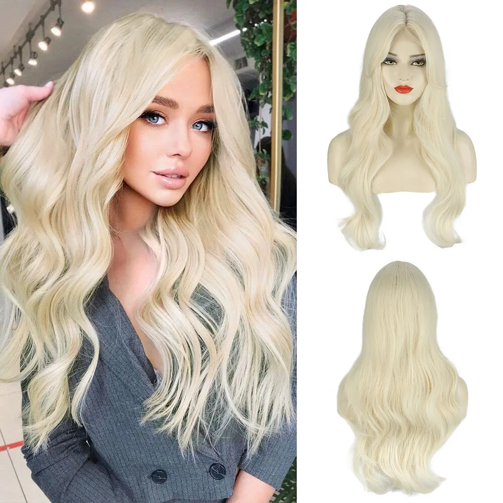 

New Long Curly Muse Wig Medium Platinum Wave Roll Forehead Lace Wig